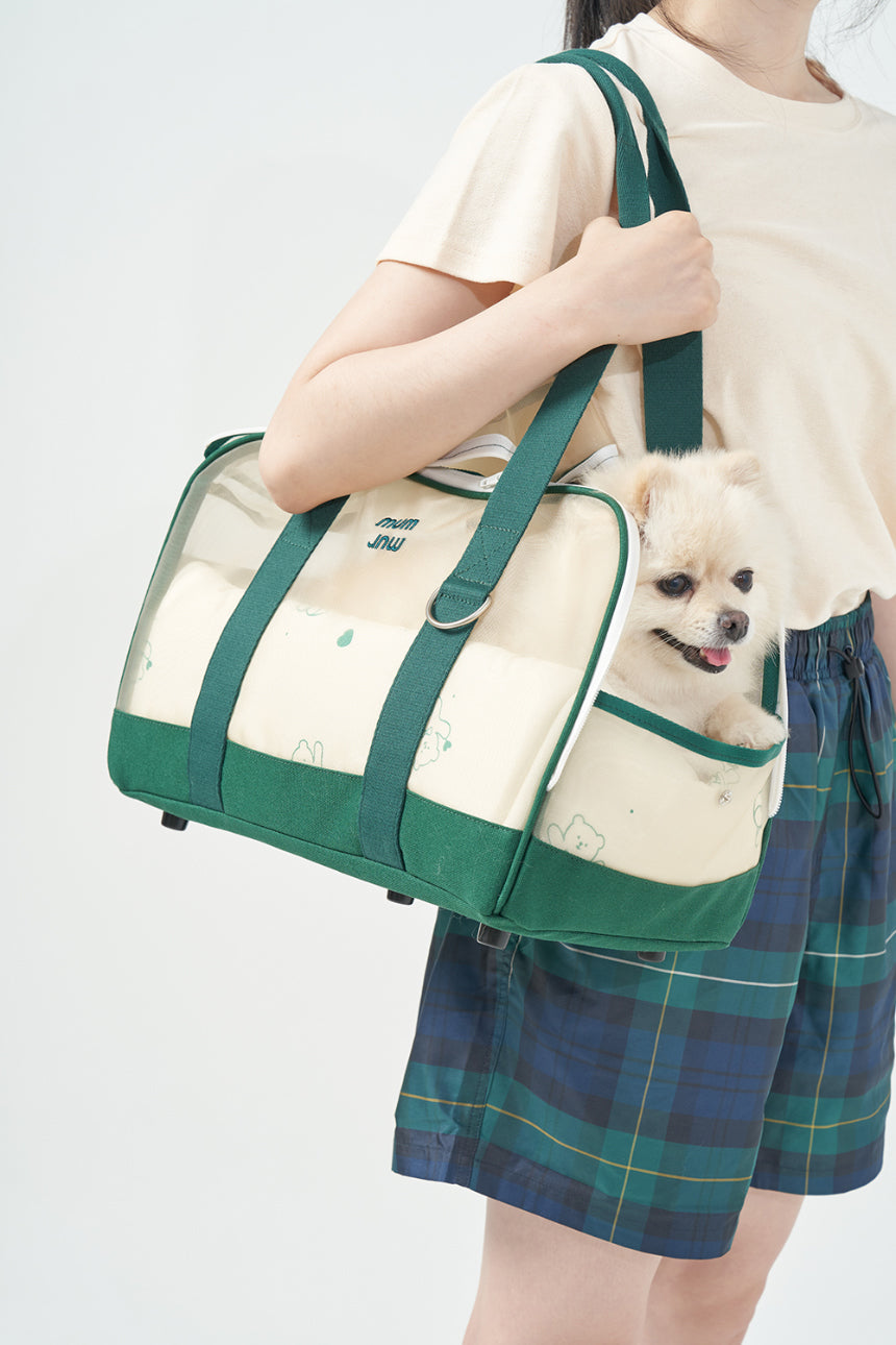 Large Windy Bag - Deep Green w/ Yellow Bear Cushion