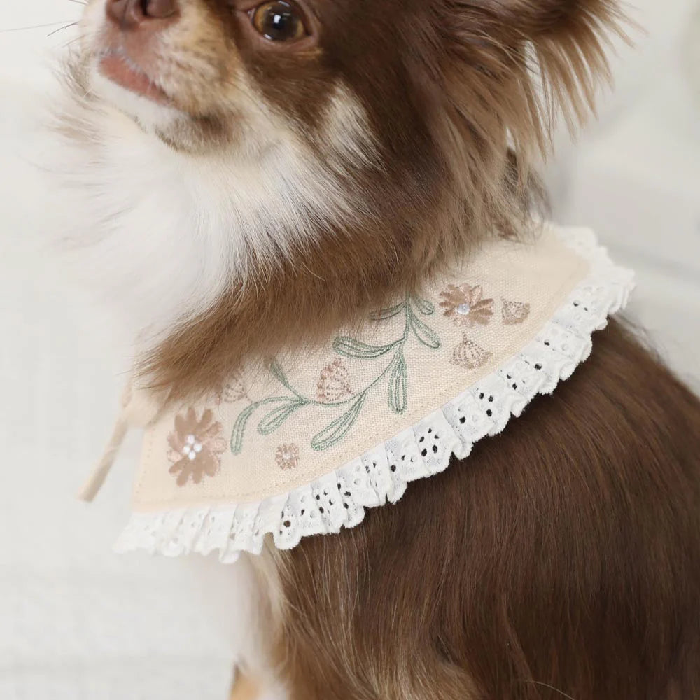 Flower Embroidered Frill Collar