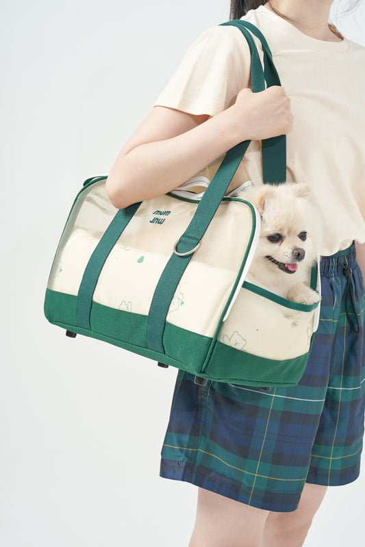 Large Windy Bag - Deep Green w/ Yellow Bear Cushion