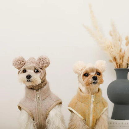 Bear Ear Pom-pom Cable Knit Hat