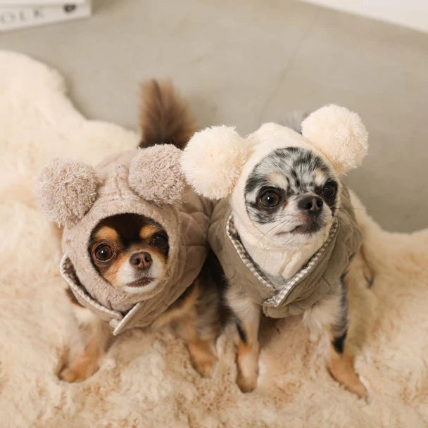 Bear Ear Pom-pom Cable Knit Hat