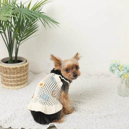 Summer Motif Shoulder Frill Knit Dress - 2 Colors