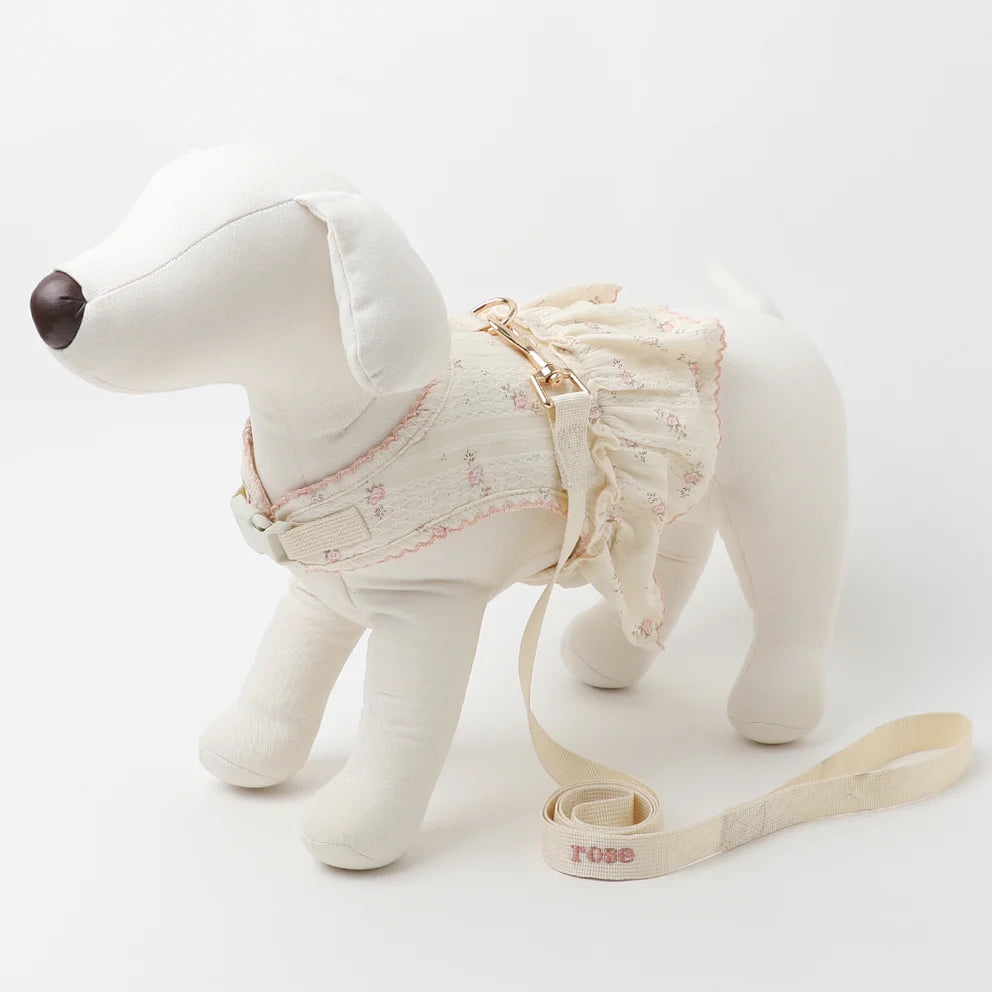 Floral Print Frill Top Style Harness + Leash Set