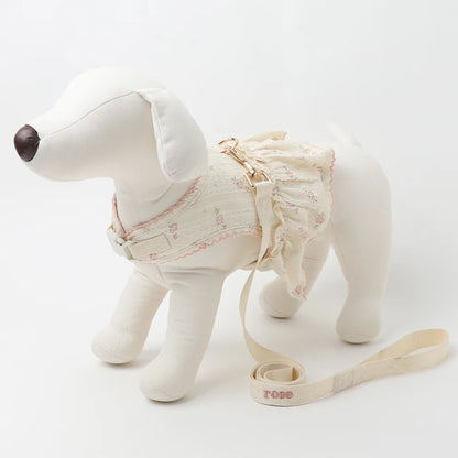 Floral Print Frill Top Style Harness + Leash Set