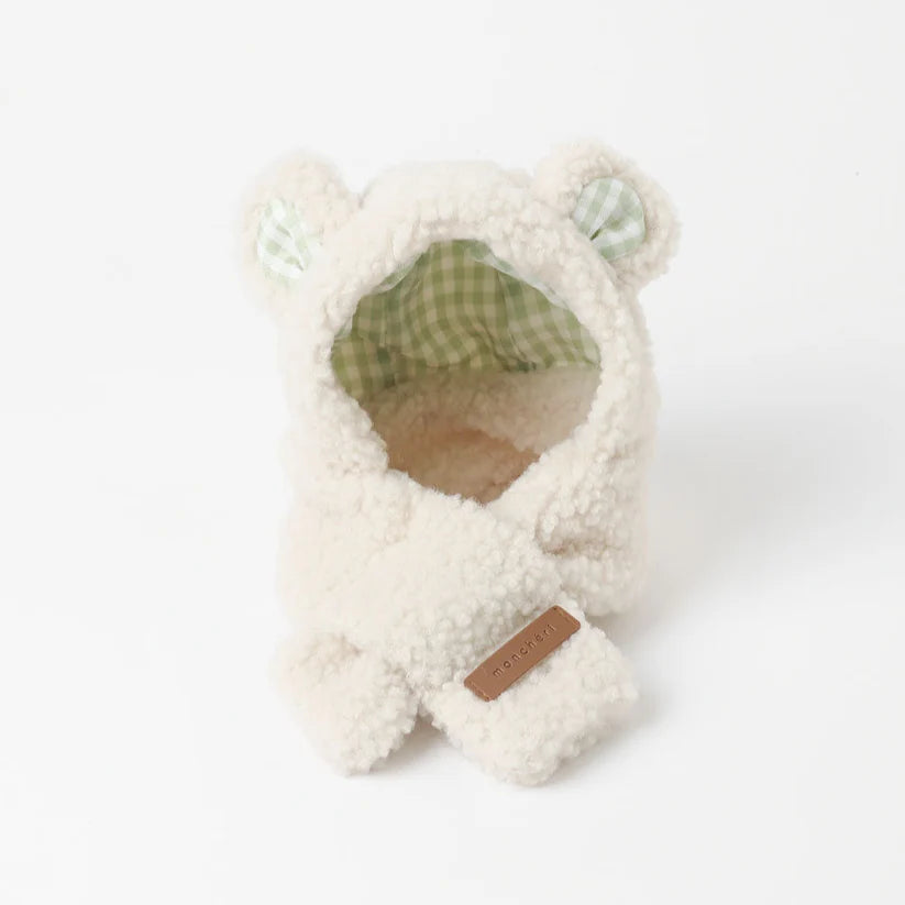 Beige Bear Hooded Scarf