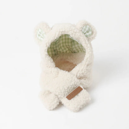 Beige Bear Hooded Scarf