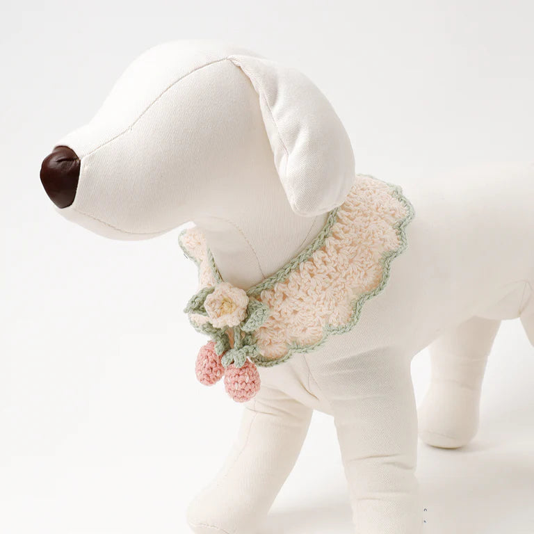 Strawberry Motif Hand-Knitted Collar