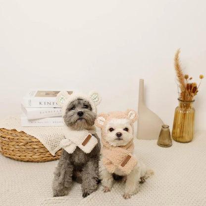 Beige Bear Hooded Scarf